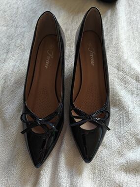 Forever Black Patent Pointed-Toe with Bow